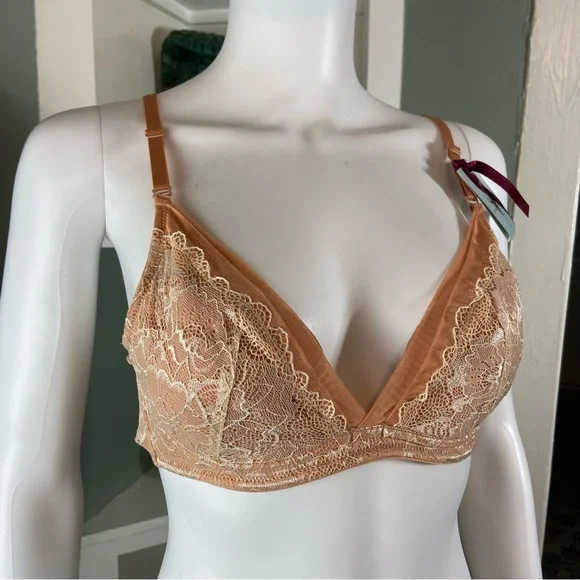 New NWT The Little Bra Company Bralette Ava Apricot Honey Lace 38A Petite - Picture 4 of 15